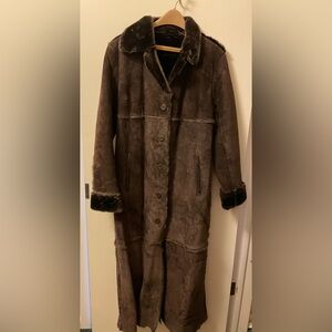 Express “vintage” brown suede and faux fur coat. Size L, great condition.